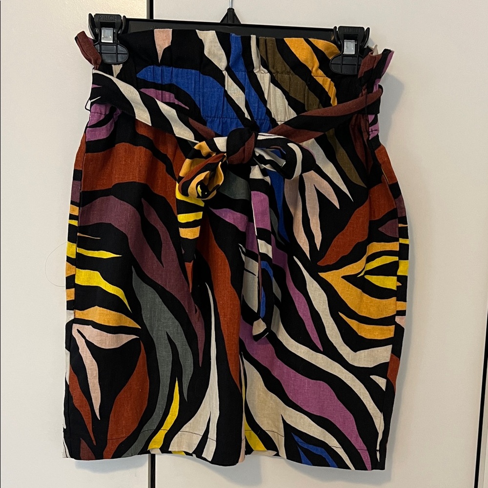 Who What Wear Multicolor Abstract Linen Pencil Skirt